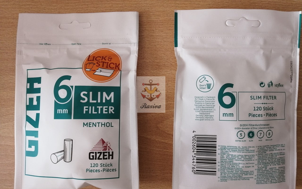 FILTROS GIZEH MENTHOLADO (20% DESCTO X 5 UNIDADES)