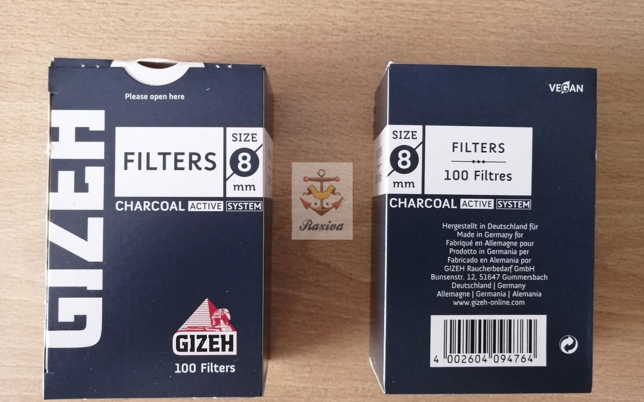 FILTROS GIZEH REGULAR 8MM CARBON ACTIVADO (20% DESCTO DESDE 5 UNIDADES)